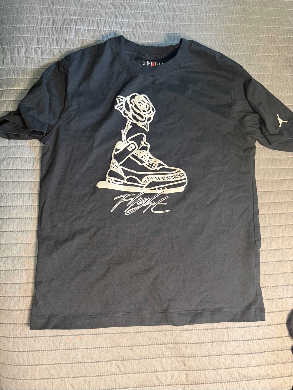 Jordan Black Short-Sleeve 'Flight' Graphic Tee with White Print XS
